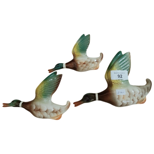 92 - 3 FLYING DUCKS - KEELE STREET POTTERY, ENGLAND