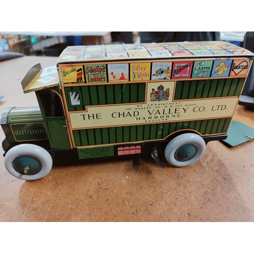 404 - RARE CHAD VALLEY TINPLATE DENNIS GAMES DELIEVERY VAN