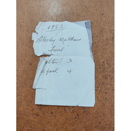 393 - SIGNED STANLEY MATHERS PART FOOTBALL TICKET FINAL 1953 BOLTON 3 - BLACKPOOL 4