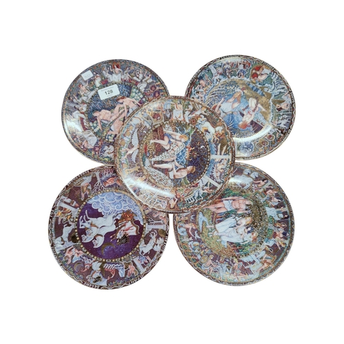 128 - SET OF 5 ROYAL WORCHESTER MOSAIC PLATES ' LEGENDS OF ANCIENT GREECE'