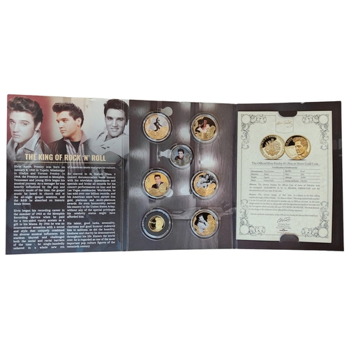 288 - THE OFFICIAL ELVIS PRESELY COIN SET WITH A 9 CARAT GOLD COIN 8 GRAMS WITH CERTIFICATES