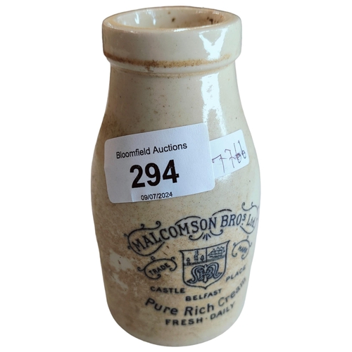 294 - RARE MALCOMSON BROS LTD BELFAST PURE RICH CREAM STONE JAR