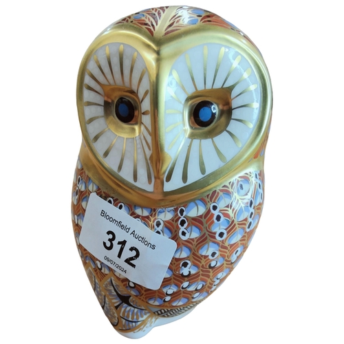 312 - ROYAL CROWN DERBY - BARN OWL WITH GOLD STOPPER