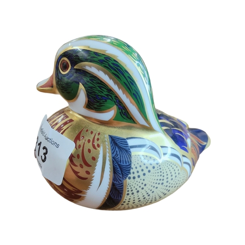 313 - ROYAL CROWN DERBY - CAROLINA DUCK WITH GOLD STOPPER