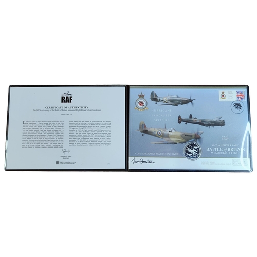 322 - THE 50TH ANNIVERSARY OF THE BATTLE OF BRITAIN MEMORIAL FLIGHT FLOWN SILVER COIN COVER