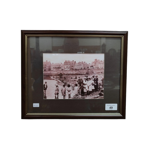 49 - OLD FRAMED PHOTO PRINT THE BEACH, BANGOR, CO. DOWN