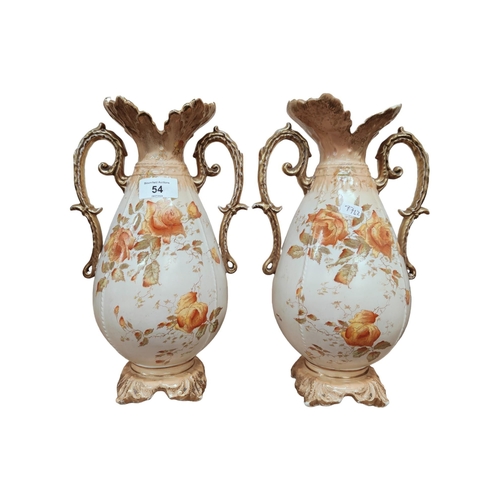 54 - PAIR OF VICTORIAN PAINTED VASES