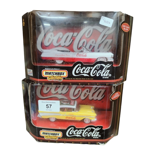 57 - 2 BOXED MATCHBOX 1:43 SCALE COCA COLA CADILLACS