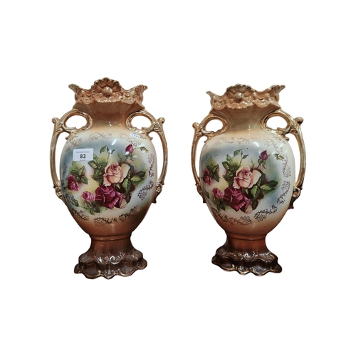 83 - PAIR OF VICTORIAN PAINTED VASES