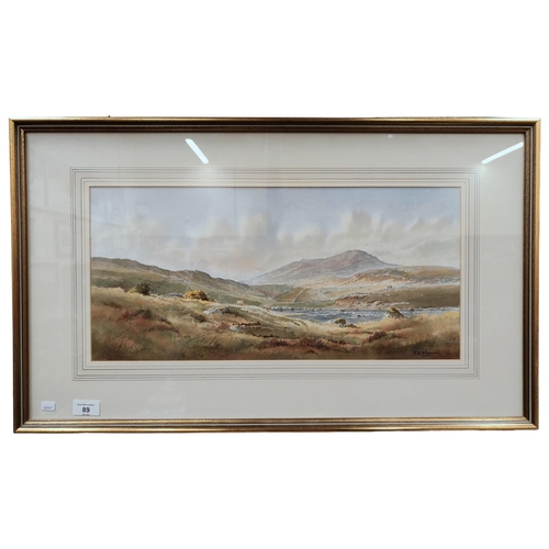 89 - R B HIGGINS WATERCOLOUR - REAR OF MUCKISH, DONEGAL 54CM X 25CM