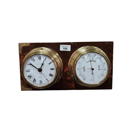 104 - MOUNTED CLOCK & BAROMETER