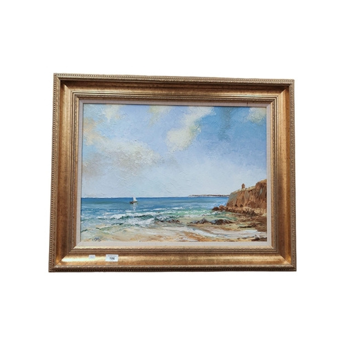 106 - J.GINN - OIL ON CANVAS - IRISH SEASCAPE 61cm X 46cm