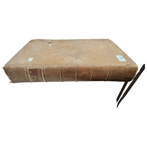 141 - BOOK: 1ST PART OF THE INSTITUTES OF THE LAWS OF ENGLAND - LITTLETON 1791 14TH EDITION