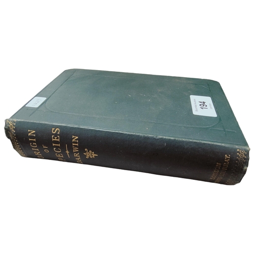 194 - BOOK: ORIGIN OF THE SPECIES - DARWIN 6TH EDITION 1891