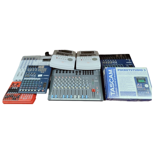 214 - LARGE QUANTITY OF MIXERS AND DIGITAL RECORDERS ETC