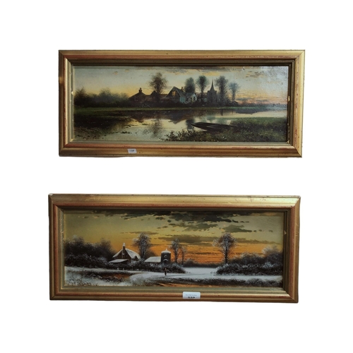 229 - 2 x ANTIQUE OIL ON BOARD LANDSCAPES