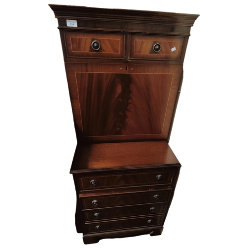 234 - LADIES INLAID 4 DRAWER FALL FRONT WRITING BUREAU