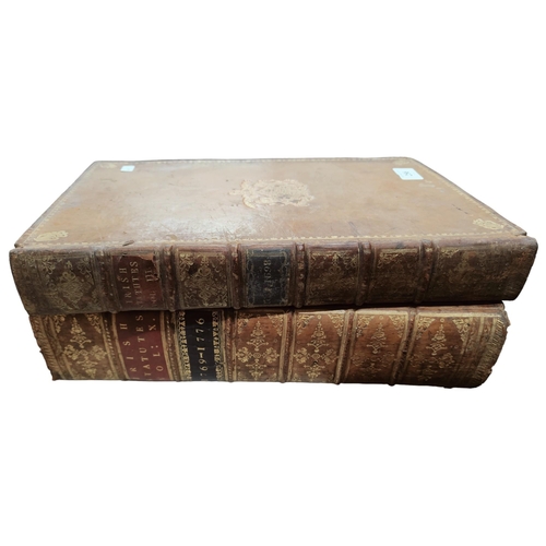 256 - BOOK-2 ANTIQUE VOLUMES - IRISH STATUTES 1769 -1776 & 1665 - 1698