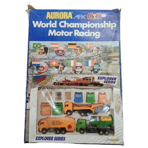 257 - VINTAGE AURORA MOTOR RACING SET & ROAD MONSTER DIE CAST & PLASTIC TOY SET