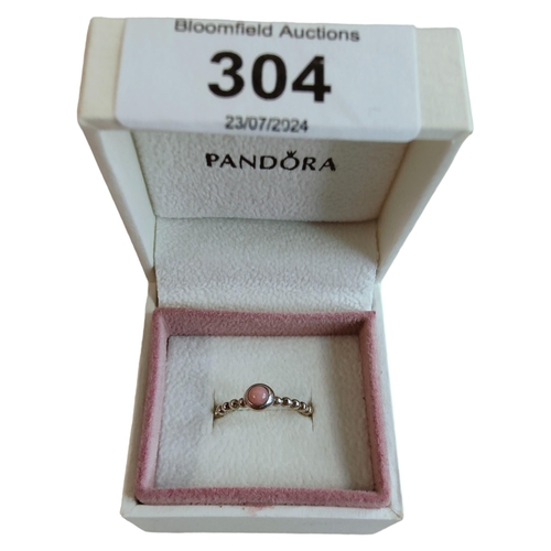 304 - SILVER & CORAL PANDORA RING