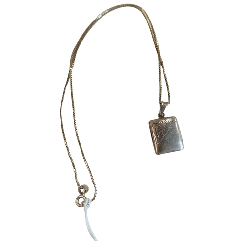 306 - VINTAGE SILVER SQUARE LOCKET ON SILVER CHAIN