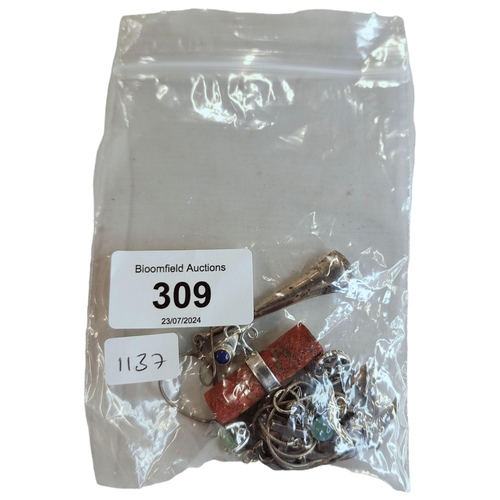 309 - BAG OF SILVER JEWELLERY