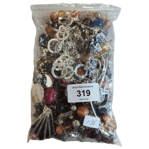 319 - BAG OF COSTUME JEWELLERY