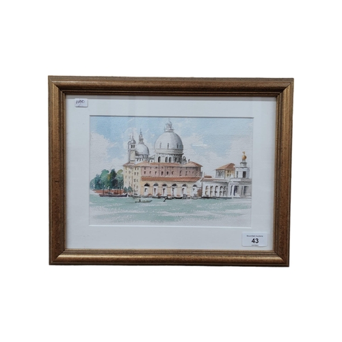 43 - BARRIE BRAY - WATERCOLOUR - SANTA MARIA DELLA SALUTE, VENICE  1940-2015  PROVENANCE TO BACK