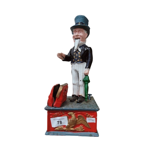 78 - CAST IRON MONEY BOX UNCLE SAM