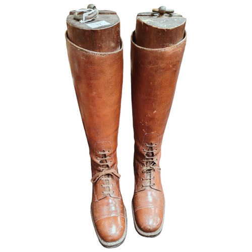 17 - PAIR OF VICTORIAN MILITARY BOOTS WITH TREES