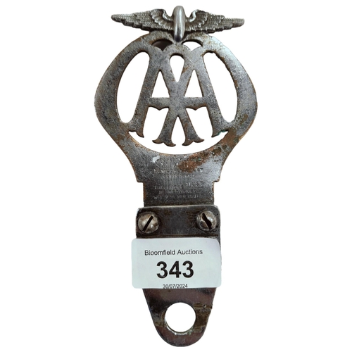 343 - VINTAGE AA BADGE