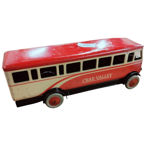 391 - OLD CHAD VALLEY TINPLATE CLOCKWORK BUS 30cm