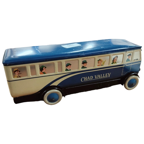 396 - CHAD VALLEY CLOCKWORK BLUE TINPLATE BUS 30cm