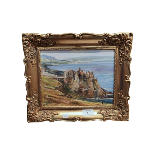 4 - VICTOR CIREFICE - OIL ON BOARD - DUNLUCE CASTLE 24.5cm x 19.5cm