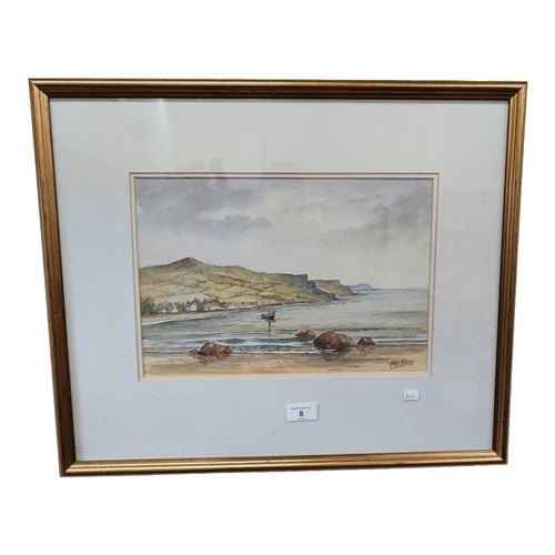 8 - DAVID PETERS - WATERCOLOUR - BALLYGALLY BAY 36cm x 25cm