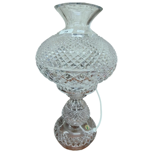 19 - SUPERB WATERFORD CUT GLASS LAMP 48cm TALL