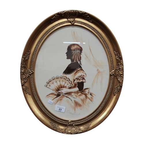 23 - GILT FRAMED SEPIA WATERCOLOUR