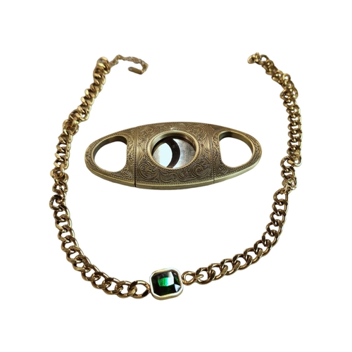 417 - 14K GOLD PLATED BRACELET AND A CIGAR CUTTER