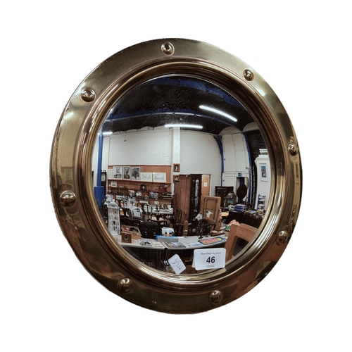 46 - VINTAGE BRASS FRAMED PORTHOLE MIRROR