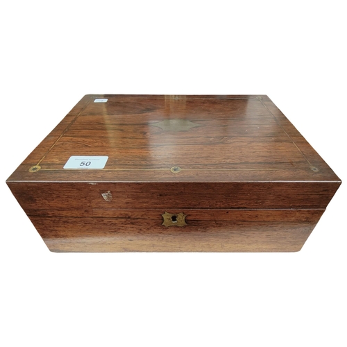 50 - ANTIQUE LETTER/STATIONERY BOX ENGRAVED TO TOP 'WG TO SARAH BRADSHAW 1832'