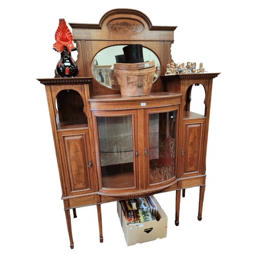 7 - EDWARDIAN BOW FRONTED DISPLAY CABINET