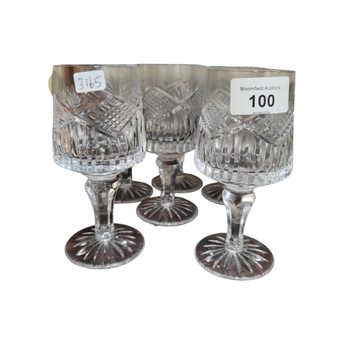 100 - 6 CUT GLASS WINE GLASSES