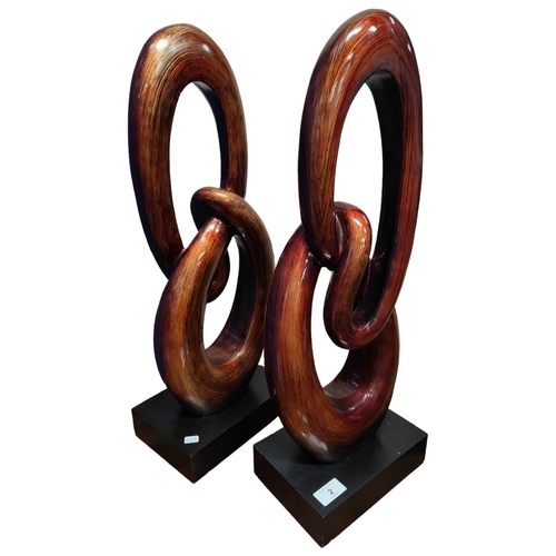 2 - PAIR OF MODERN ART SCULPTURES