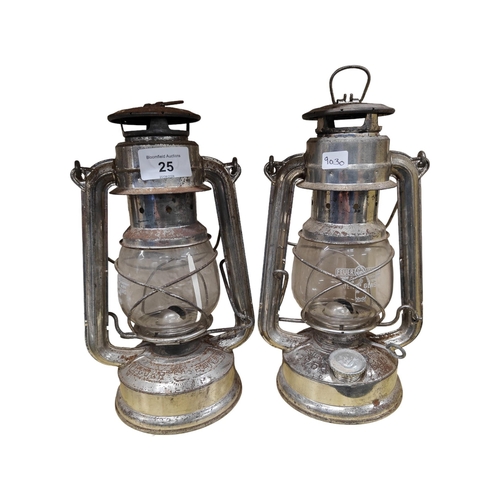 25 - PAIR OF VINTAGE STORM LAMPS