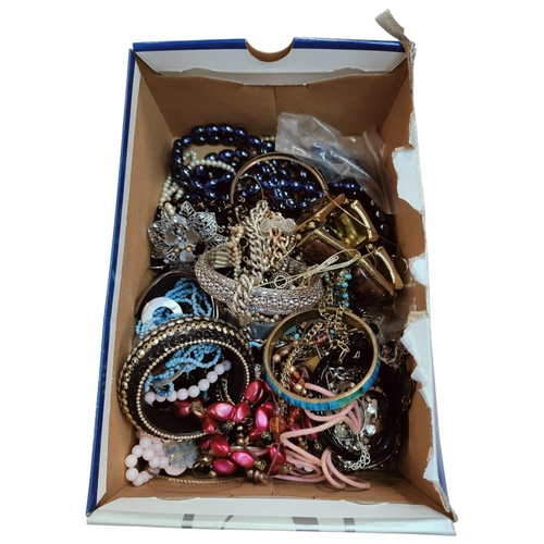 409 - BOX OF COSTUME JEWELLERY