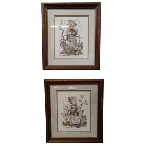 41 - PAIR OF HUMMELL TAPESTRY PICTURES