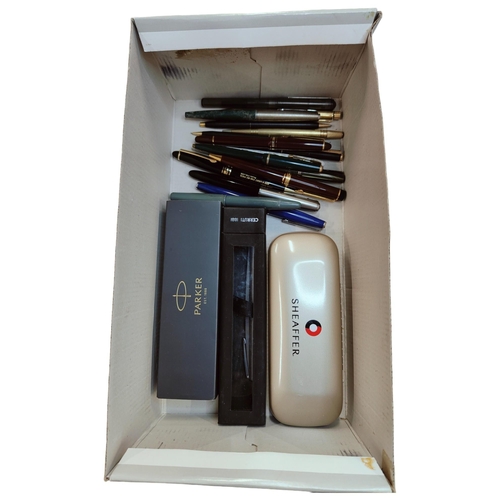 436 - BOX OF PENS TO INCLUDE PARKER, SHEAFFER ETC