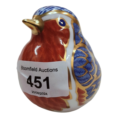 451 - ROYAL CROWN DERBY ROBIN WITH OLD STOPPER