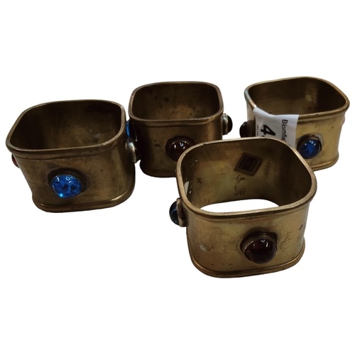 456 - SET OF 4 ARTS & CRAFTS GEMS SET NAPKIN RINGS