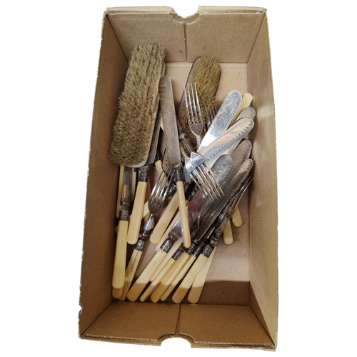 83 - 2 SILVER BRUSHES & CUTLERY